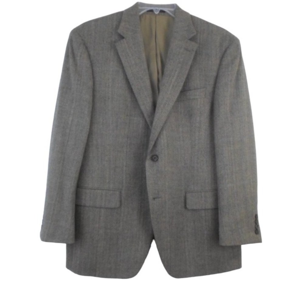 Ralph Lauren LRL Gray Wool Herringbone 2 Button Sport Coat Blazer Jacket 43R